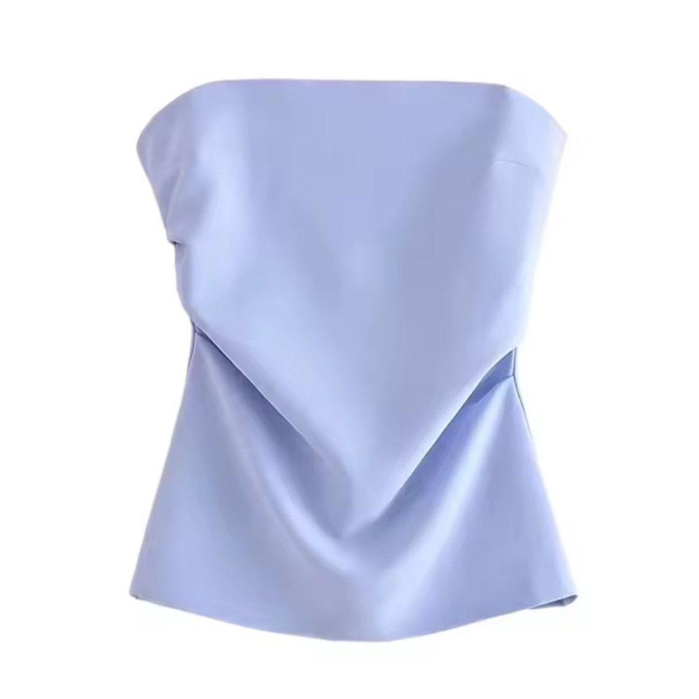 Pastel Blue Strapless Tailored Top